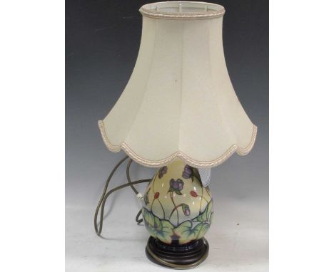 A modern Moorcroft table lamp and shade, 28cm high