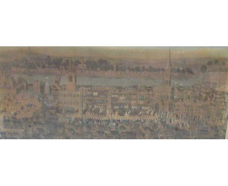James Basire , 'The procession of King Edward VI from the Tower of London to Westminster' engraving 65 x 131cm in an ebonised