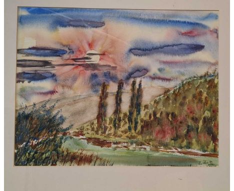 Sir Roy Yorke Calne (British, b.1930), sun in a landscape, signed and dated 'Roy Calne 89' (lower right), watercolour on pape