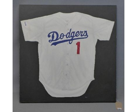 M. Spica, 'Dodgers Jersey', acrylic on canvas, signed lower right, inscribed and dated 1991 to verso, 97 x 97cm 