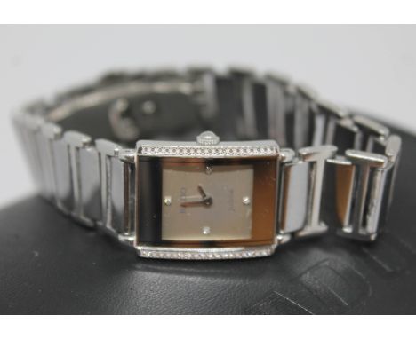 A ladies Rado Jubile Diastar 153.0430.3 diamond dial and bezel stainless steel wristwatch with stainless steel and titanium b