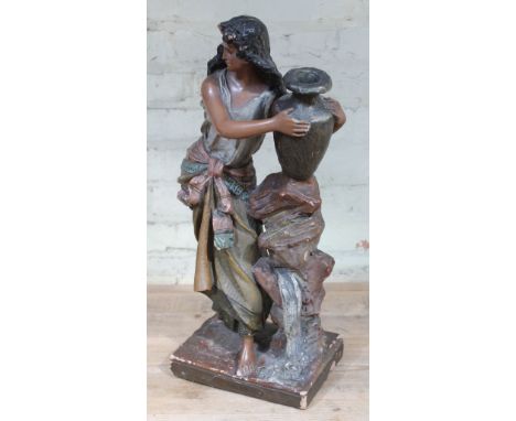An Austrian Goldscheider terracotta figure entitled 'Hagar', impressed with monogram and 'Depose 618', height 56cm.  Conditio