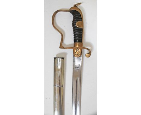 A Turkish WWI infantry officers sword and scabbard, total length 95cm  