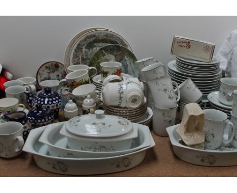 A Brazilian part tea and dinner service together with assorted plates, cups and saucers, cruets etc