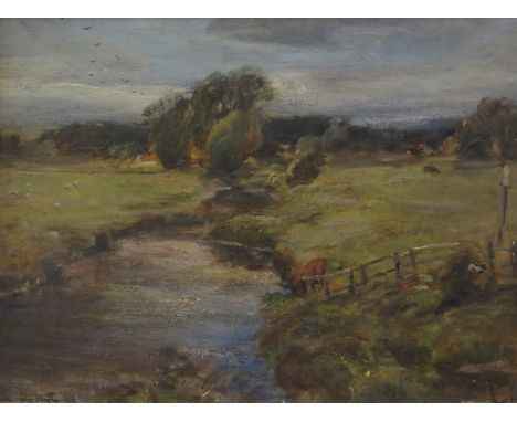 ALEXANDER IGNATIUS ROCHE RSA (Scottish 1861 - 1921) THE MEADOW BROOK Oil on panel, signed, 23 x 31cm (9 x 12") T & R Annan & 