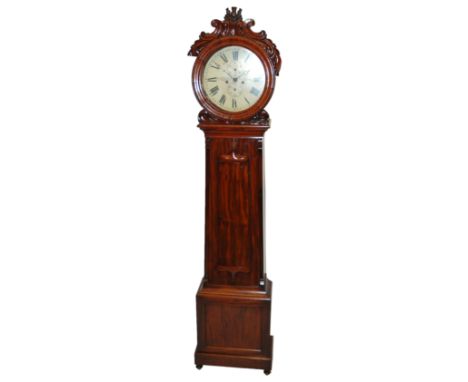 A Victorian drumhead mahogany longcase clock the enamel dial inscribed R Anderson & Co., Glasgow, with subsidiary dials, 212c