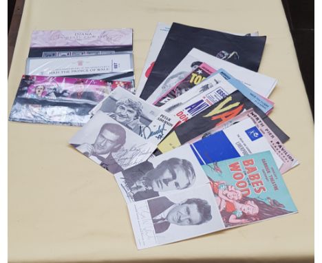 Various vintage theatre programmes, stamp sets, autographed photos including Adam Faith, Anthony Newley, Peter Adamson (Len F