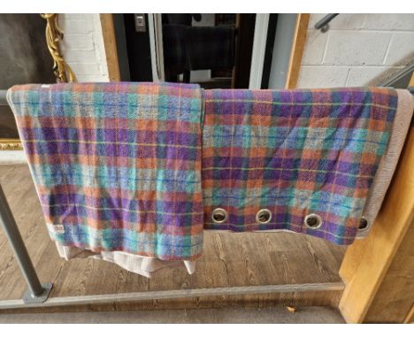 A pair of curtains with Harris Tweed, 340cm x 210cm each (approx).