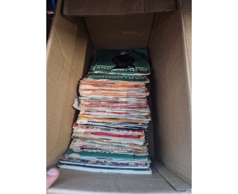 A box of 1960s single records including Beatles, Rolling Stones, Searchers, Kinks, Sandie Shaw etc