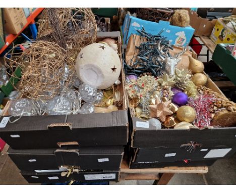 Five boxes of assorted vintage christmas decorations 