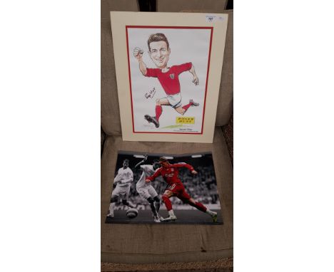 Football ephemera including signed Fernando Torres Liverpool FC photograph and signed England football print of Roger Hunt wi