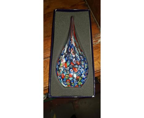 Unusual art glass solid ‘sculpture’ with murrines / millefiori made in Scotland by Caithness Glass. It stands 24cm high, weig