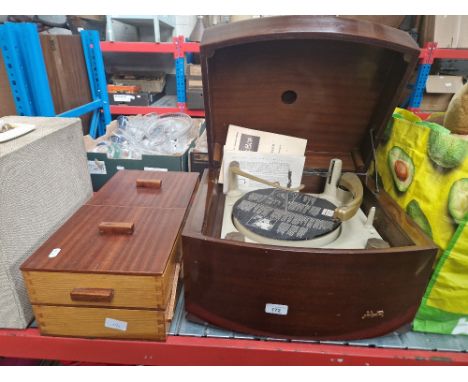 A vintage PYE record player and a cantilever box. 