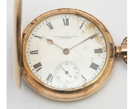 Waltham, a gold plated keyless wind full hunter pocket watch, 15 jewel movement, working when catalogued