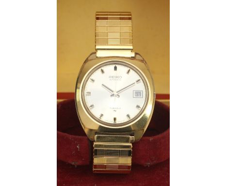 Seiko automatic, a gold plated date gentleman's wristwatch, ref 7005-8042, 280108, 35mm, working when catalogued.