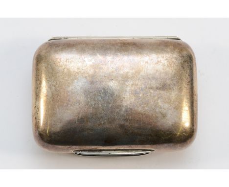 A silver tobacco box, London 1896, 8x6cm, 68gm. having a dint to the silver at the top.