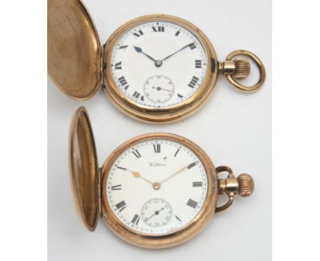 Fleurier, a gold plated keyless wind full hunter pocket watch, Swiss 15 jewel 2 adjustment movement, working when catalogued,