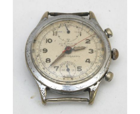Pierce, a manual wind gentleman's chronograph wristwatch, silvered signed dial with Arabic numerals, centre seconds and two s