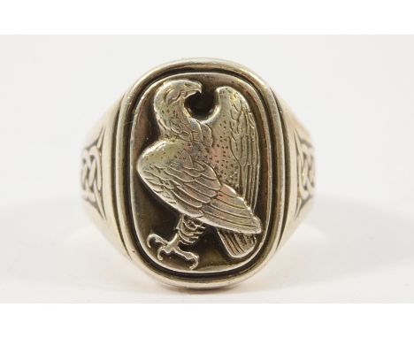 Georg Jensen, for Franklin Mint, a 1982 925 silver eagle signet ring, R, 16g