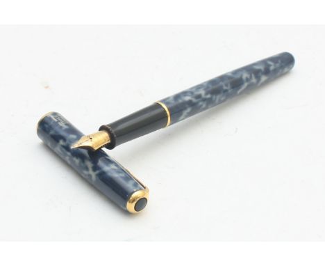 Parker, Sonnet, a blue mottled barrel with 18k gold nib fountain pen.