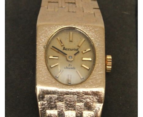 Accurist, a 9ct gold ladies quartz wristwatch, 27gm without the movement