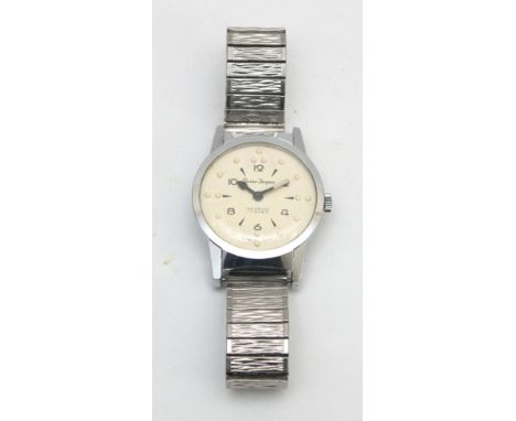 Pierre Jacques, a chrome blind manual wind wristwatch with hinged cover, 32mm, working when catalogued.