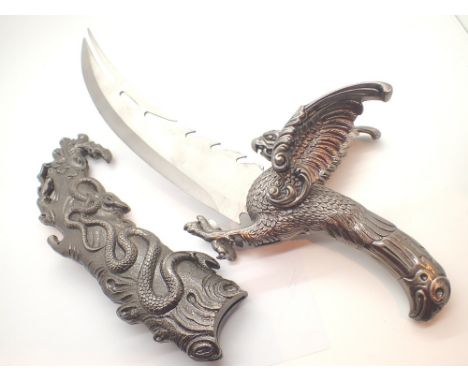 Fantasy dragon knife with metal scabbard 