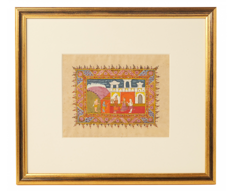 Early 19th century, probably North IndiaPossibly a manuscript page or illuminationAntique Indian painting, polychrome, gilt, 