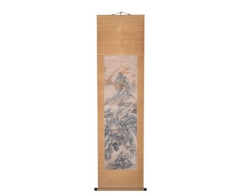 After Yu Zhiding (1647-1716), 19th century, Qing Dynasty, River landscape, scroll, ink and colour on paper, signed and with t
