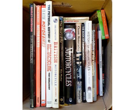 A group of 19 assorted motorcycle books, including The Complete British Motorcycle and The Encyclopedia of MotorcyclesProvena