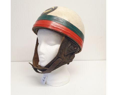 A Cromwell pudding basin helmet, The Wirral 100 Motor Club, size 7 1/4general wear as you would expect, red electrical type t