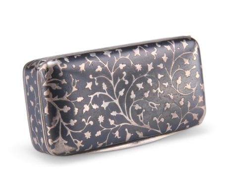 AN UNMARKED NIELLO SNUFF BOX, CIRCA 1900,&nbsp;probably Austrian, rectangular, with all-over foliate decoration. 5.2cm wide, 