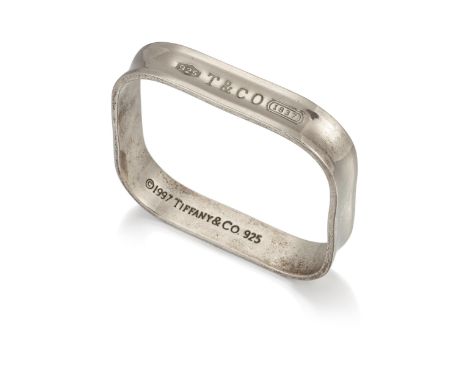 TIFFANY &amp; CO - A SILVER '1837' BANGLE, of square design. Marked '1997, Tiffany &amp; Co, 925', 6cm inner diameter, 1.2cm 