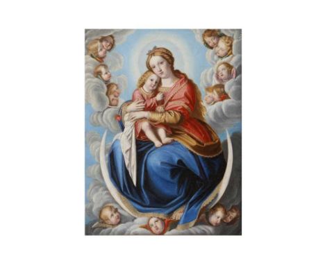 AFTER GIOVANNI BATTISTA SALVI DA SASSOFERRATO (ROME 1609-1685)Celestial Madonna and Childoil on panel25 x 18 cmframe: 44.5 x 
