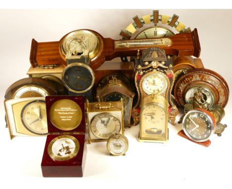 A collection of mid 20th century and later clocks, to include mantel clocks, carriage clocks, desk clocks, wall clocks and ba