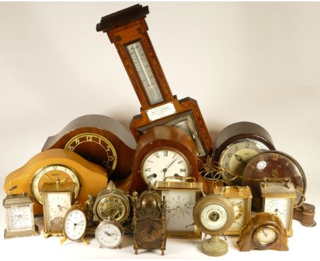 A collection of mid 20th century and later clocks, to include mantel clocks, carriage clocks, desk clocks, wall clocks and ba