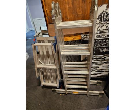 An alloy folding ladder/platform and another platform