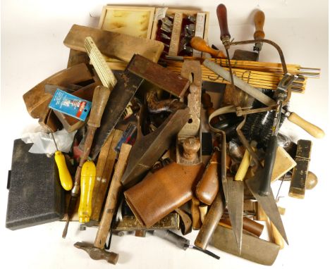 A collection of early 20th century and later carpenters hand tools, in three boxes. (3) 