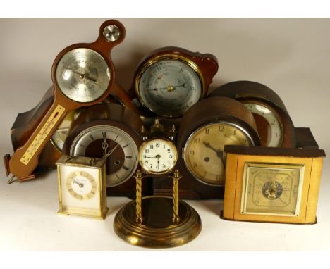 A collection of mid 20th century and later clocks, to include mantel clocks, carriage clocks, desk clocks, wall clocks and ba