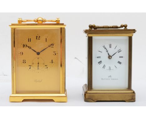 A Imhof brass cased 8 day carriage clock, 12.5cm, together with another 8 day clock. 