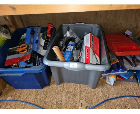 A shelf of tools, many unused. 