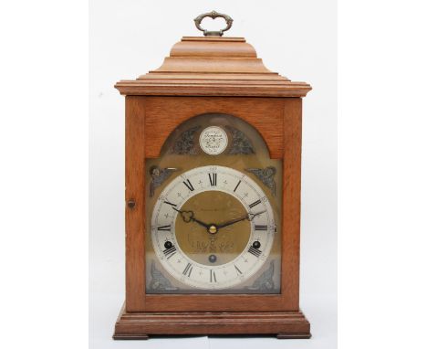 A mahogany cased eight day West Minster chiming clock, 39 x 22 x 15cm.  The clock is in good cosmetic condition, showing some