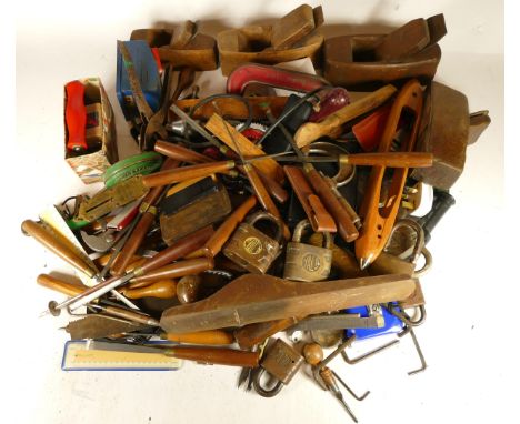 A collection of early 20th century and later carpenters hand tools, in three boxes. (3) 