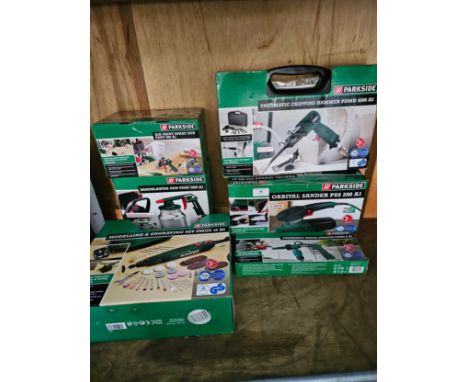 A collection of unused Parkside tools. 