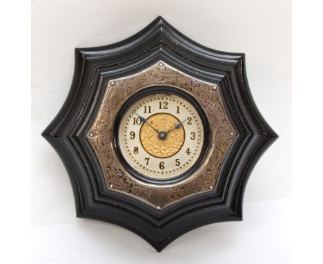 Ansonia clock co., an early 20th century ebonised eight day desk clock with a silver border, W &amp; Co Birmingham 1902, 14 c