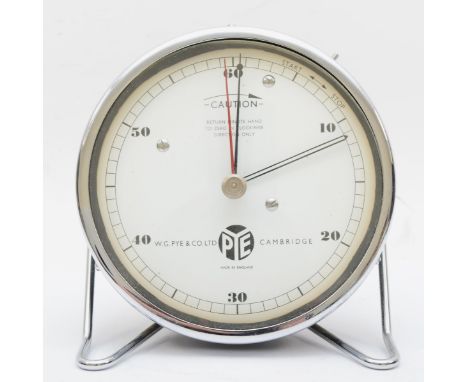 A W.G PYE &amp; CO LTD Bakelite and chrome laboratory clock, 16 x 17cm. 