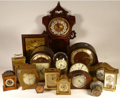A collection of mid 20th century and later clocks, to include mantel clocks, carriage clocks, desk clocks, wall clocks and ba
