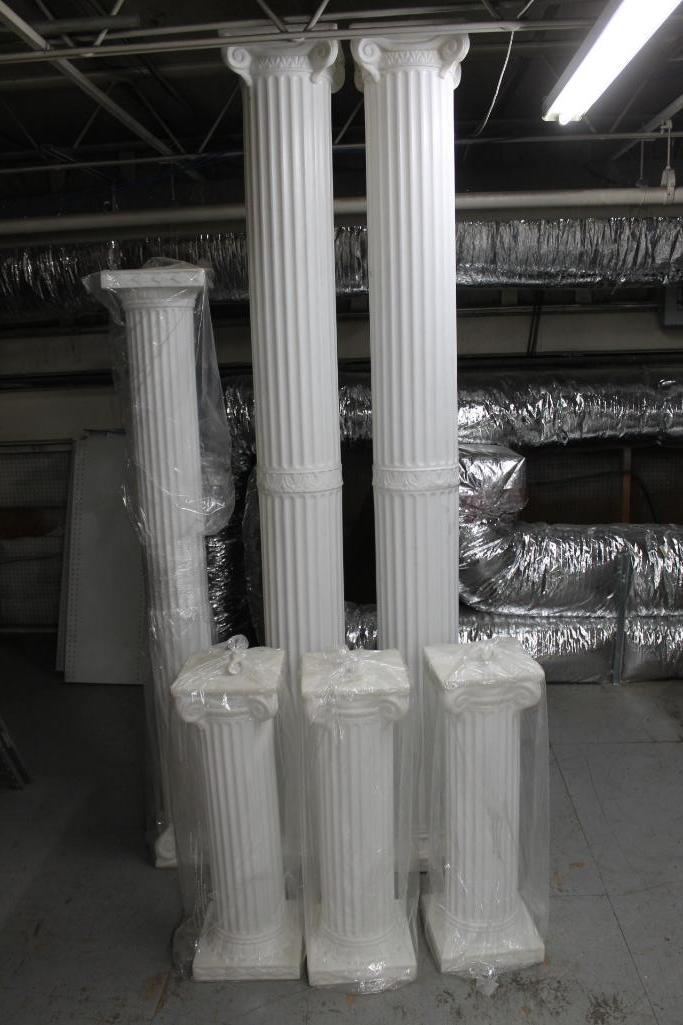 LOT (6) Assorted Height Plastic Columns (3) 32 in., (1) 72 in., (2