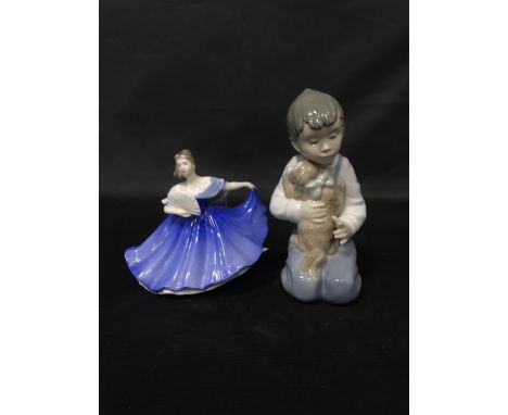 ROYAL DOULTON FIGURE OF ELAINE, HN3214; along with a collection of other ceramic figures including Coalport and Nao examples 