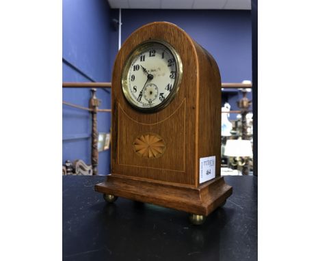 EDWARDIAN MANTEL CLOCK, with inlaid decoration